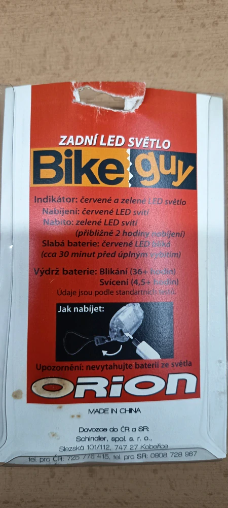 Mini zadní světlo Bike guy Orion dobíjecí USB